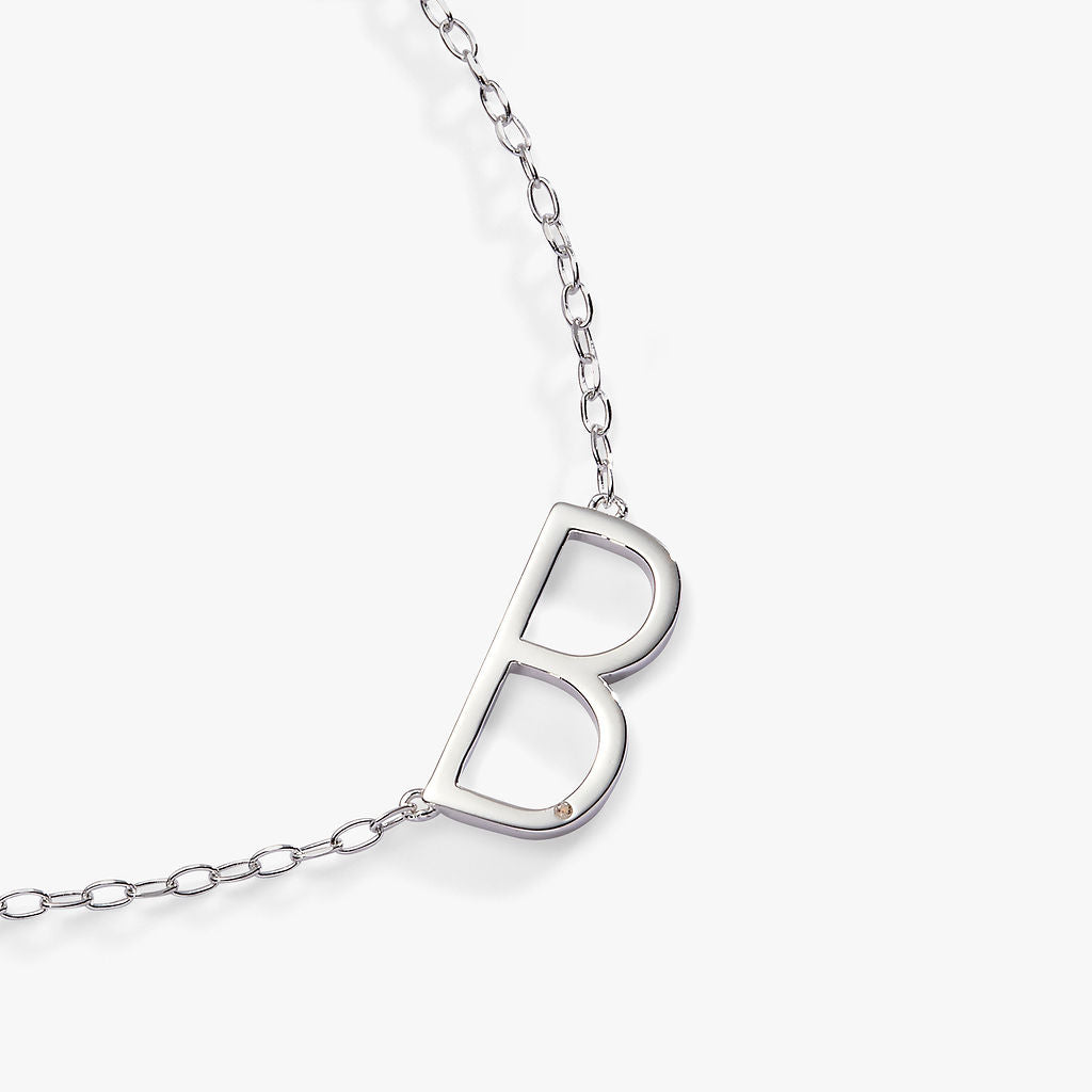 Initial B Precious Elongated Necklace