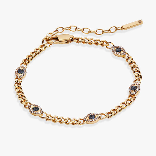 Evil Eye Curb Chain Inline Bracelet