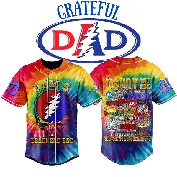 Eye-catching Tie-dye Pattern Grateful DAD Baseball Jersey T-Shirts, Hoodie, Sweatshirt | WearSparks.com