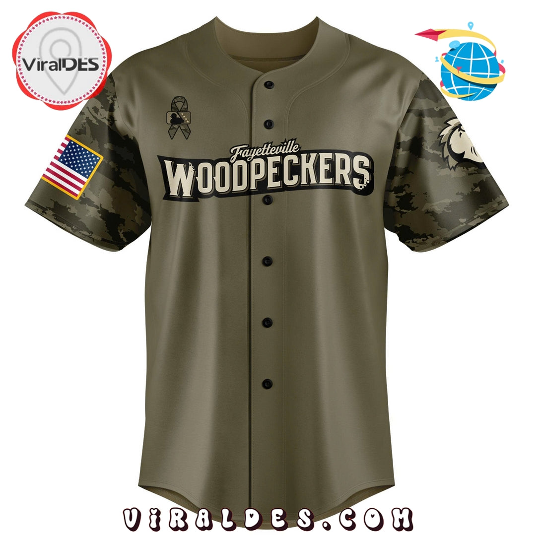 Fayetteville Woodpeckers Military Appreciation Baseball Jersey