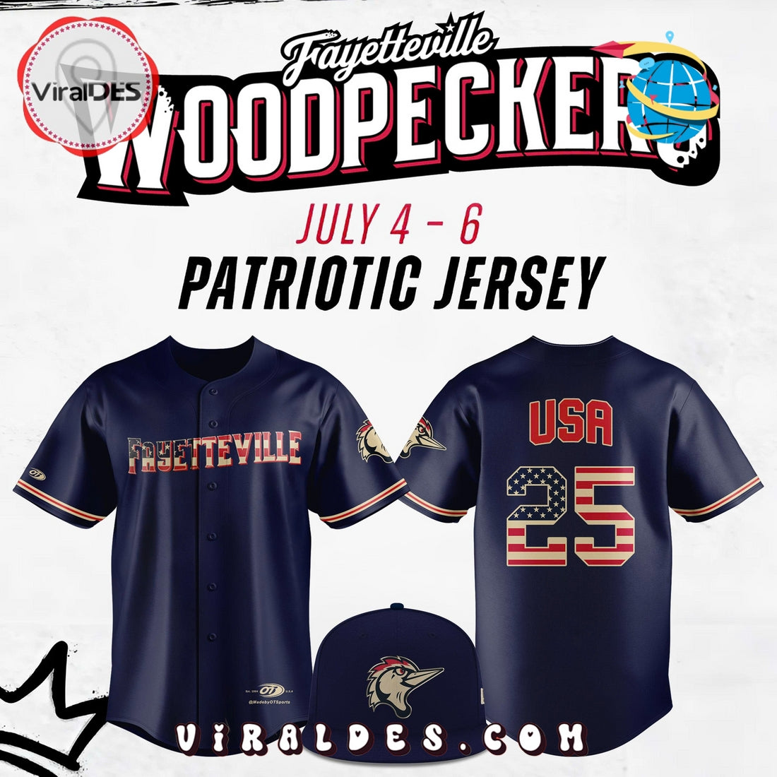 Fayetteville Woodpeckers x 2025 Patriotic Night Jersey