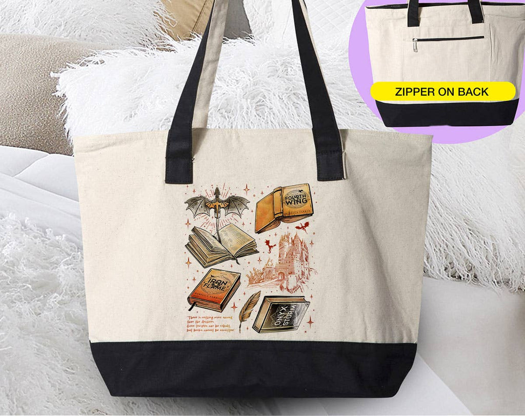 Fourth Wing Inspired Collage - Book Novel Tote Bag