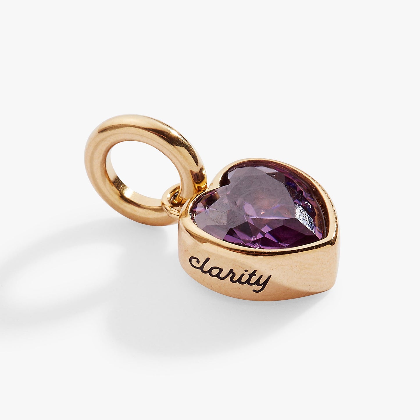 February 'Clarity' Heart Birthstone Charm