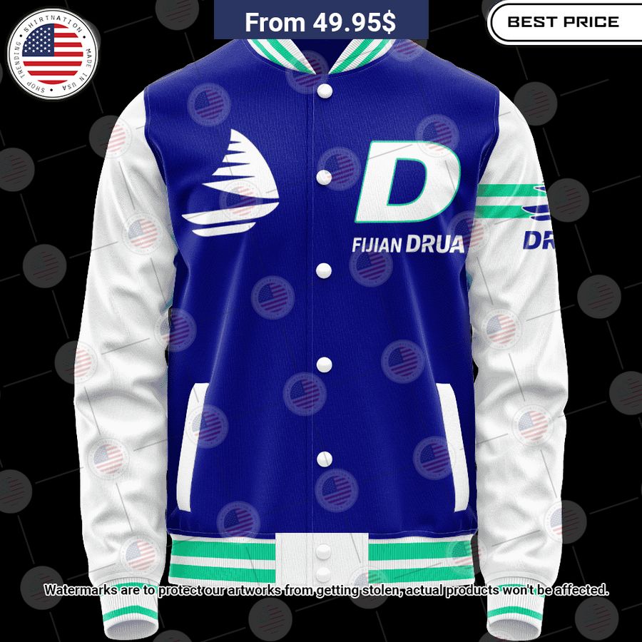 BEST Fijian Drua Vintage Logo Custom Baseball Jacket