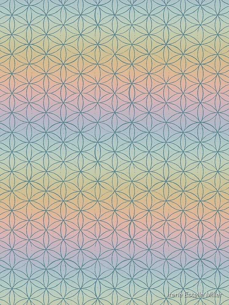 Flower of Life Linocut Pattern - Rainbow Sorbet + Peacock by Irene Estelle