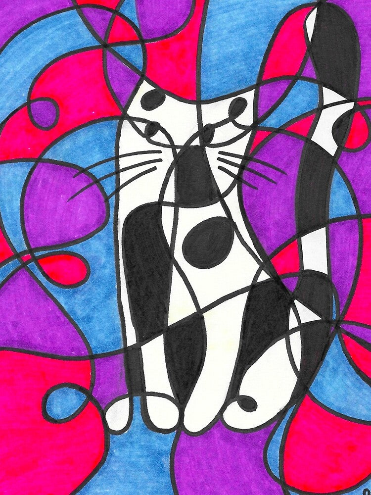 Hand Drawn Cat Portrait Boke Line Art by BOKEbyTC