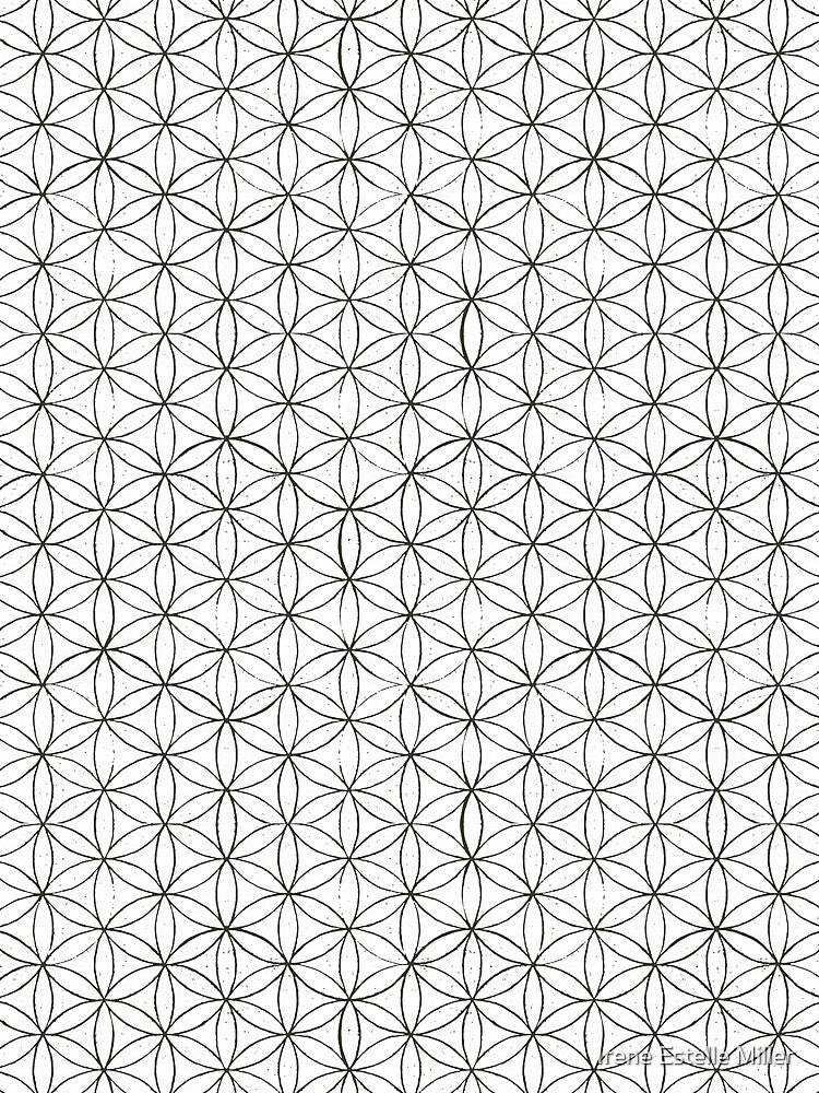 Flower of Life Linocut Pattern - Snow + Pine by Irene Estelle
