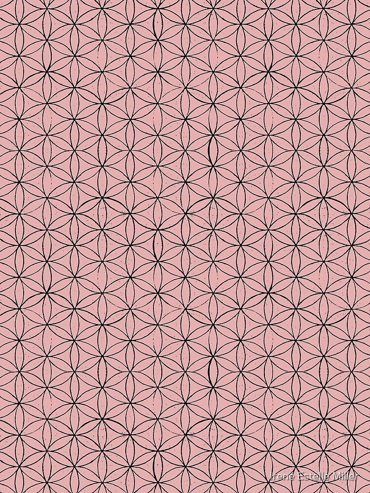 Flower of Life Linocut Pattern - Rose + Coal by Irene Estelle