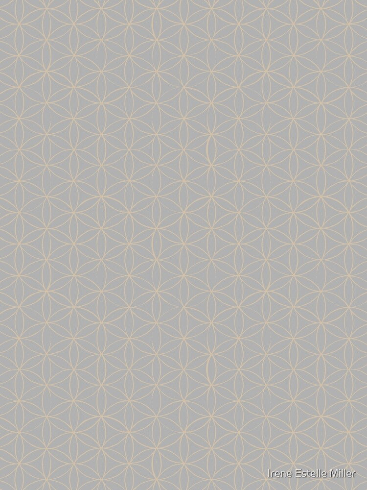 Flower of Life Linocut Pattern - Fog + Dove by Irene Estelle
