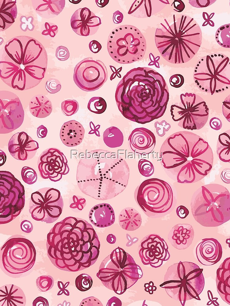 Flowers in Circles | Pink by RebeccaFlaherty