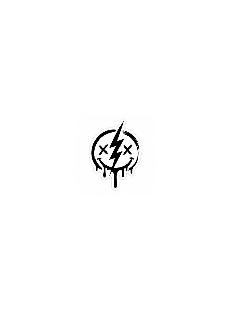 Lightning Smiley Sticker | Grunge Aesthetic Vinyl Decal | Cool Gen Z Laptop & Water Bottle Sticker by LarkLeaf