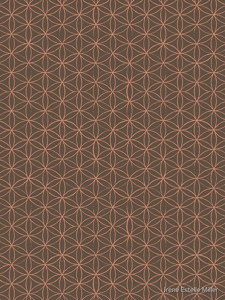 Flower of Life Linocut Pattern - Earth + Coral by Irene Estelle