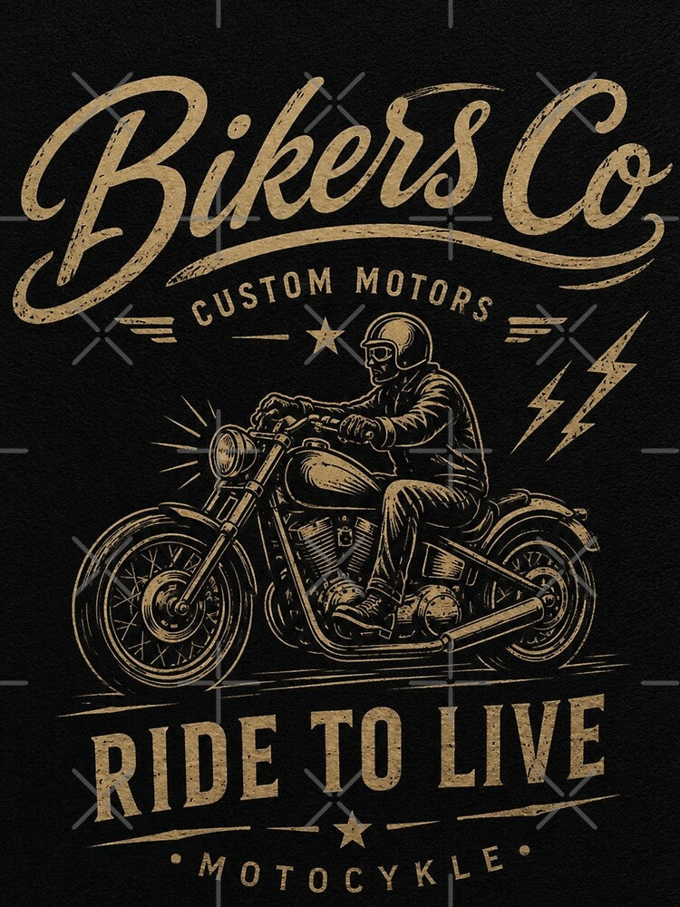 Vintage Biker Motorcycle – Ride to Live Retro Custom Motor Design by New Releases Hub