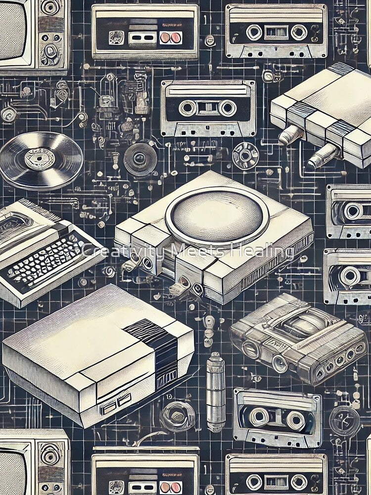 Vintage Retro Tech Blue Prints by Creativity Meets Healing