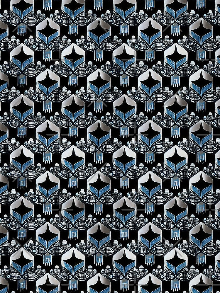 Traditional slavic futuristic blue and black pattern by YeKnot