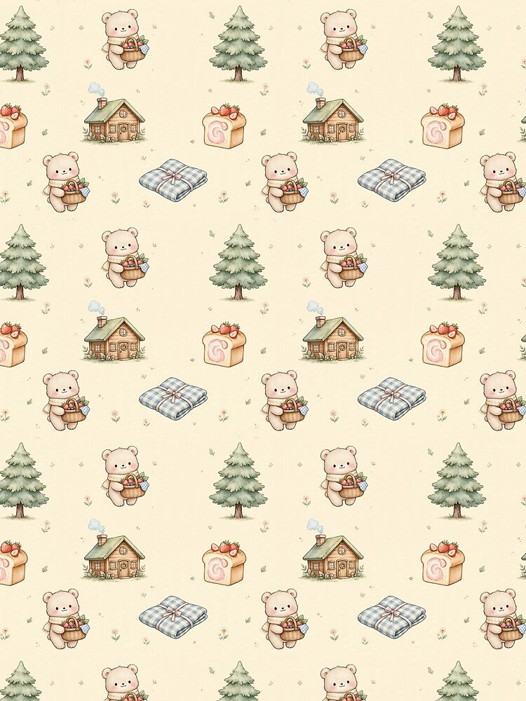 Cozy Forest Picnic  Bear Seamless Pattern by Sophia1914Tw