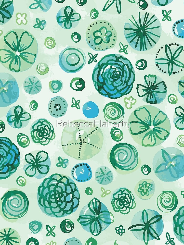 Flowers in Circles | Green by RebeccaFlaherty