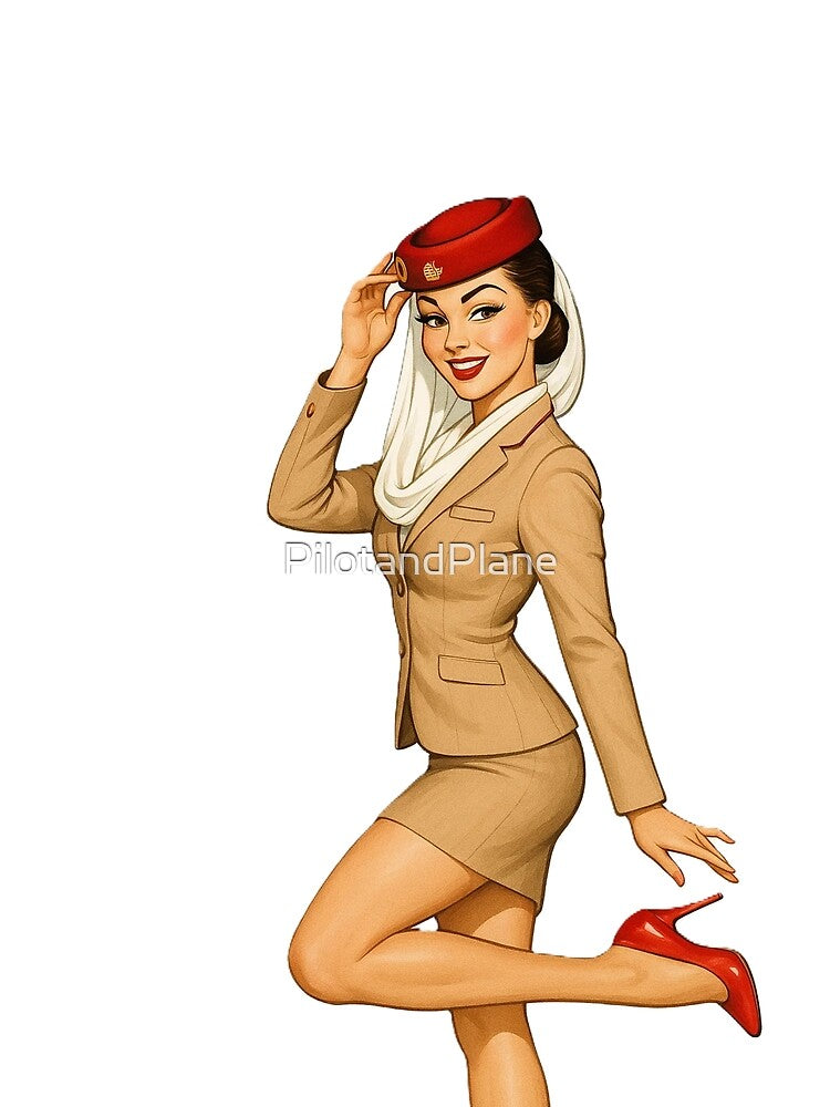 emirates airliner pinup girl cabin crew stewardess attendant by PilotandPlane