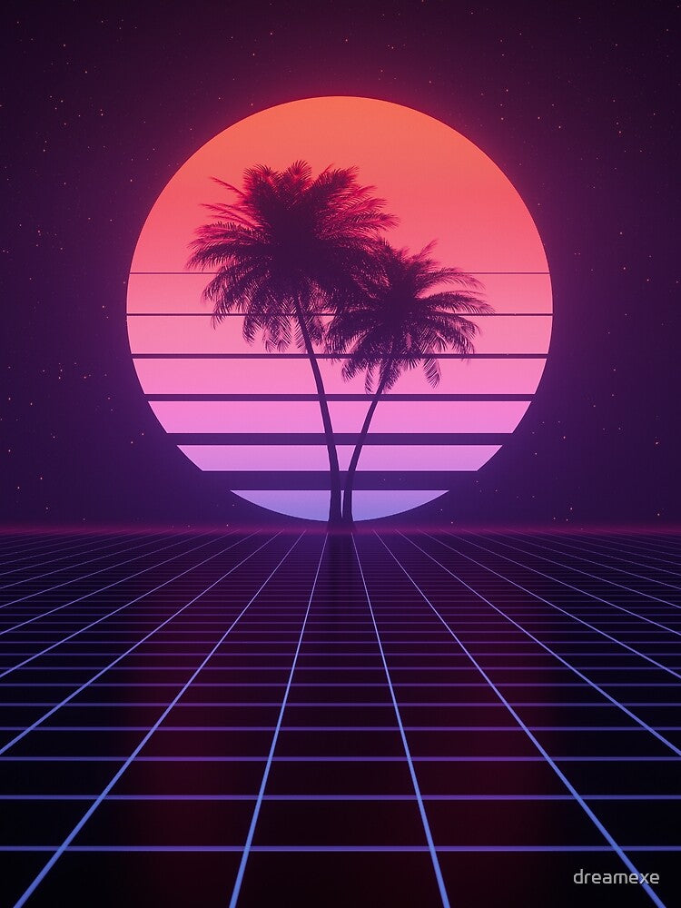 Vaporwave Sunset Grid by dreamexe