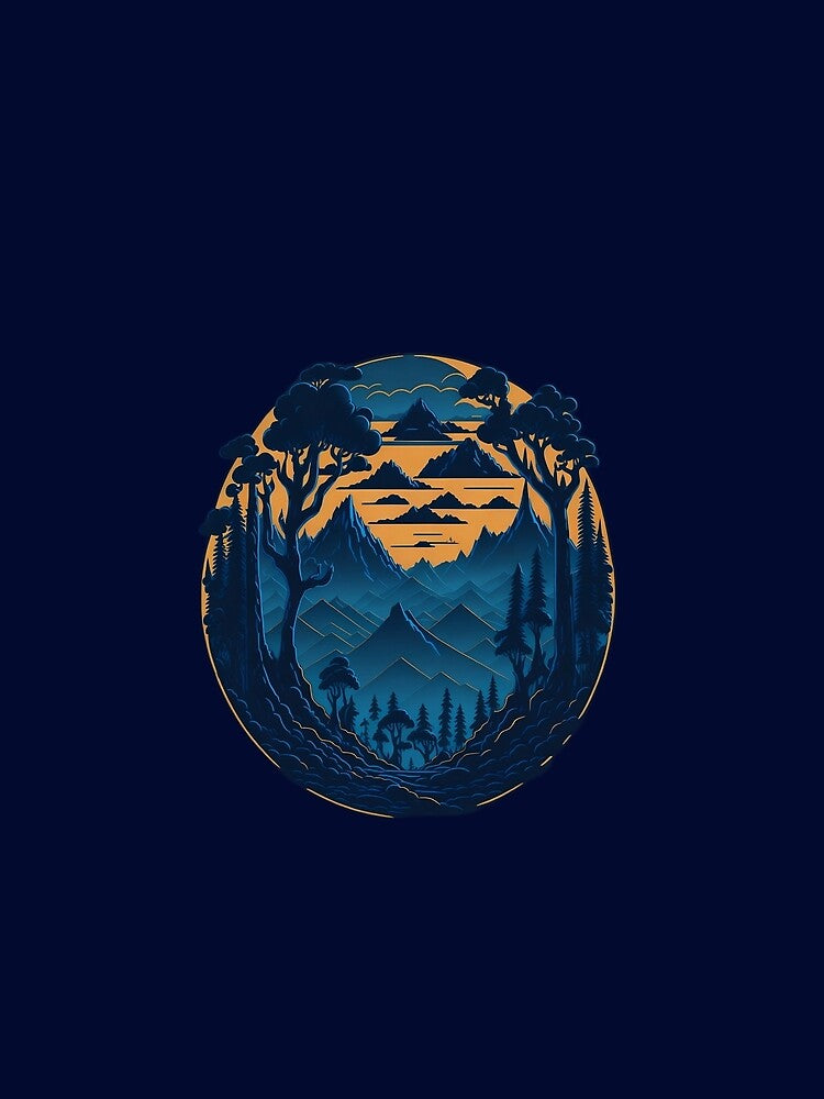 Retro Style Blue Forest by hassanjnoub