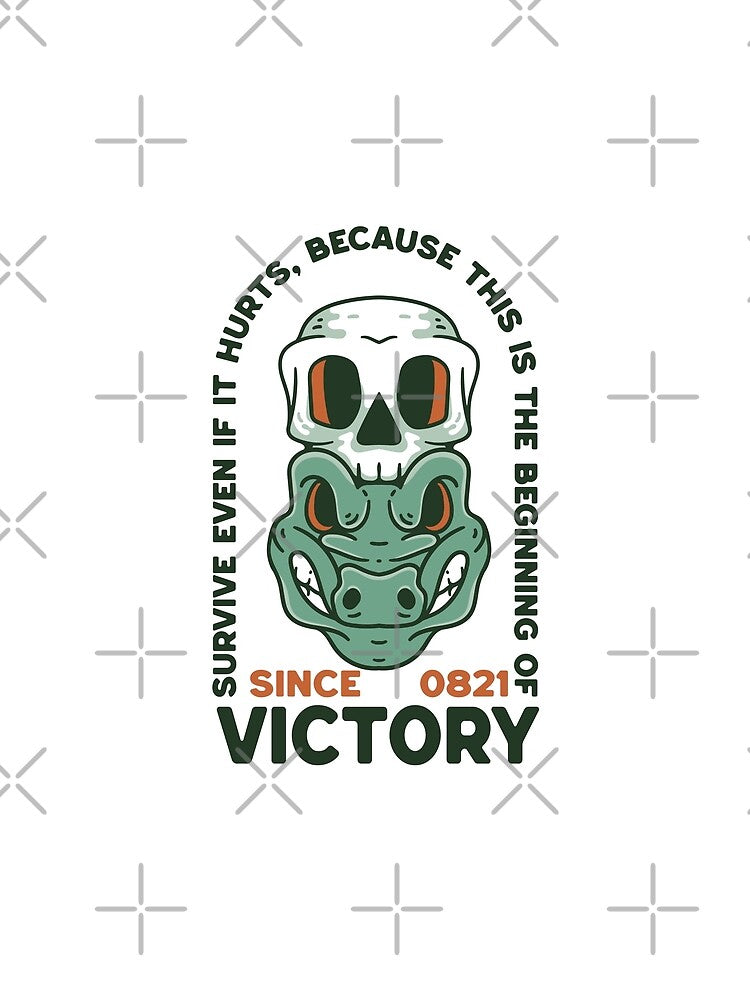 survive even if it hurts, because this is the beginning of victory crocodile-with-skull-illustration-retro-style-t-shirt-design by tshirtsdesign9