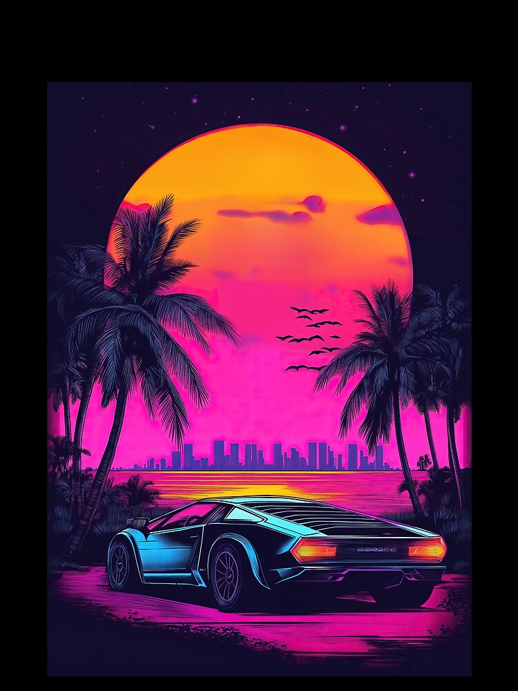 Retro Sports car at sunset by TheArtistOf2022