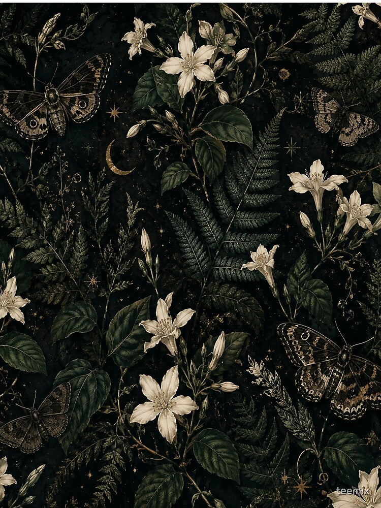 Moonlit Moth Garden Patter by teemix