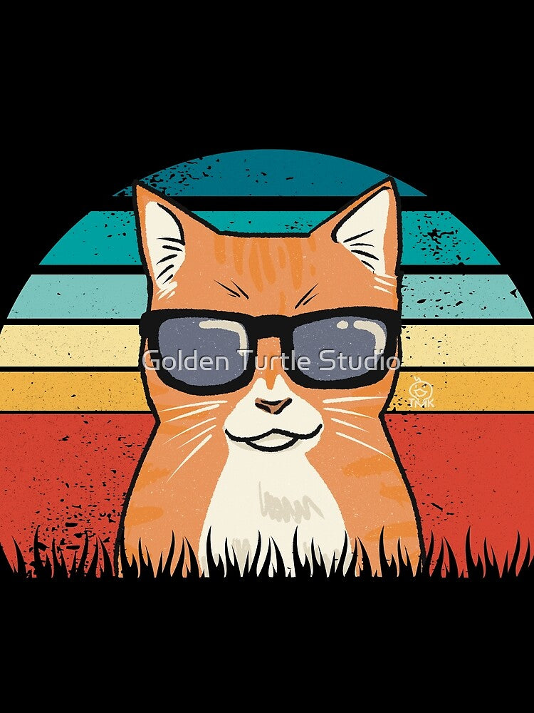 Retro Sunset Cool Cat by Golden Turtle Studio