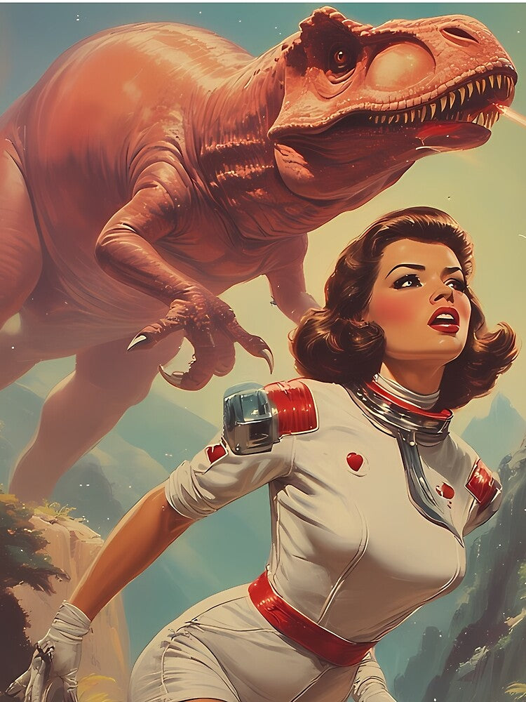 The Astronaut Woman on the Planet of the Dinosaurs by she-devil-shirt