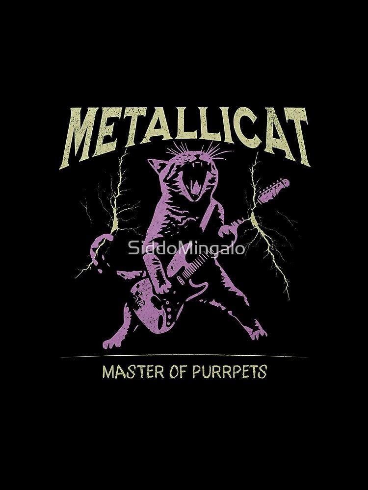 Metallicat, Funny Cat, Heavy Metal Music, Thrash Rock Gift, Guitar Cat by SiddoMingalo