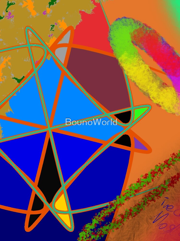 Vibrant Geometric Convergence Abstract by BounoWorld