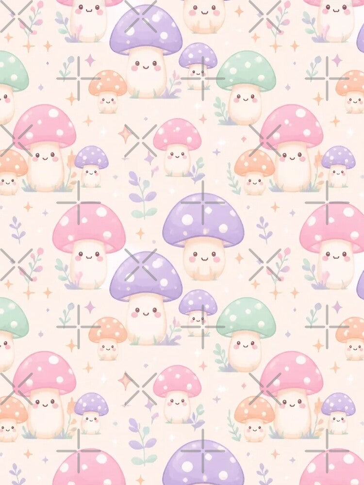 Pastel Mushroom Cluster Cute Pattern by StickyGuys