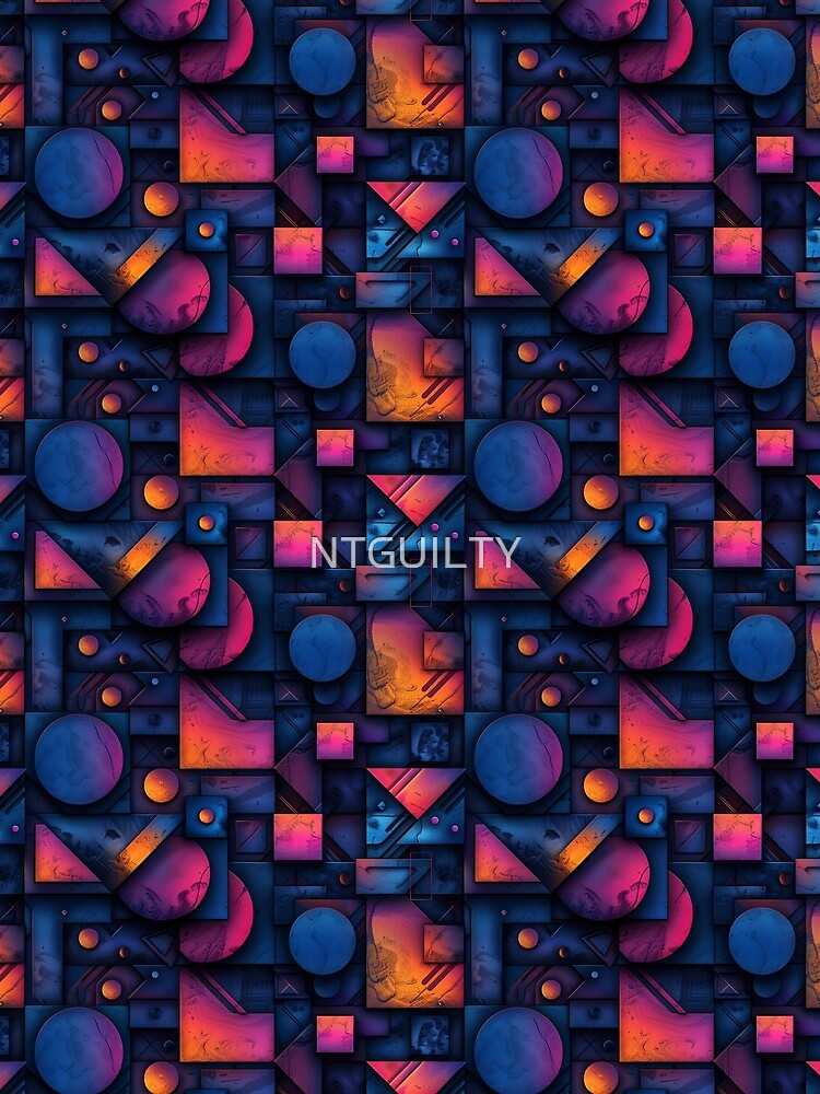 Abstract Geometric Composition with Contrasting Textures and Vibrant Colors by NTGUILTY