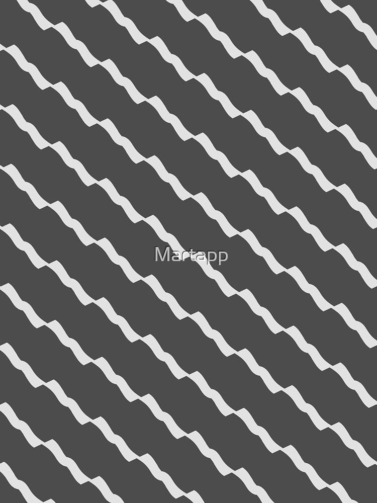 Geometric abstract print with diagonal white waves on gray background by Martapp