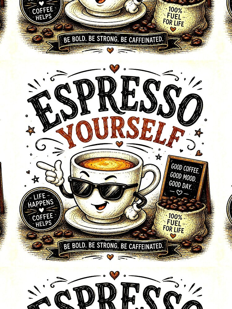 Espresso Yourself | Funny Coffee Lover Vintage Graphic by SlanPOD