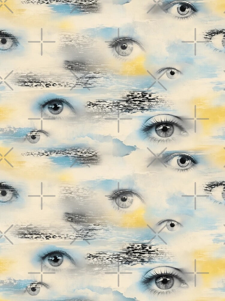 Floating Eyes And Analogue Static Weirdcore Seamless Pattern Bone White by StickyGuys
