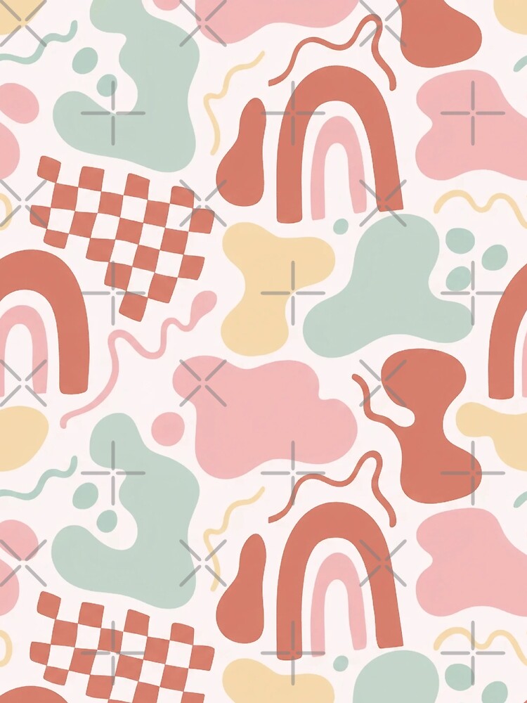 Abstract Arches Blobs And Squiggles Danish Pastel Seamless Pattern Pale Mint by StickyGuys