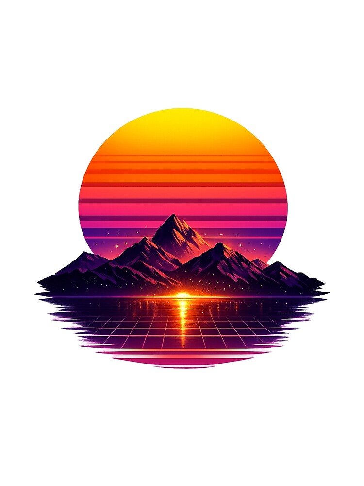 Retro Synthwave Sunset Mountain – 80s Vaporwave Retro Vintage Aesthetic by ArtWaveStudio8