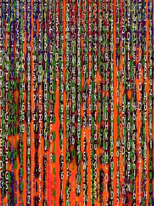 Abstract futuristic numbers and letters matrix design by Motivationftp