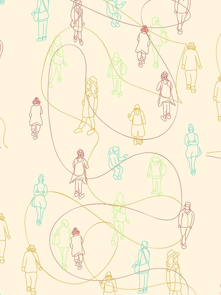 doodle people around the city (cream) by joysdart