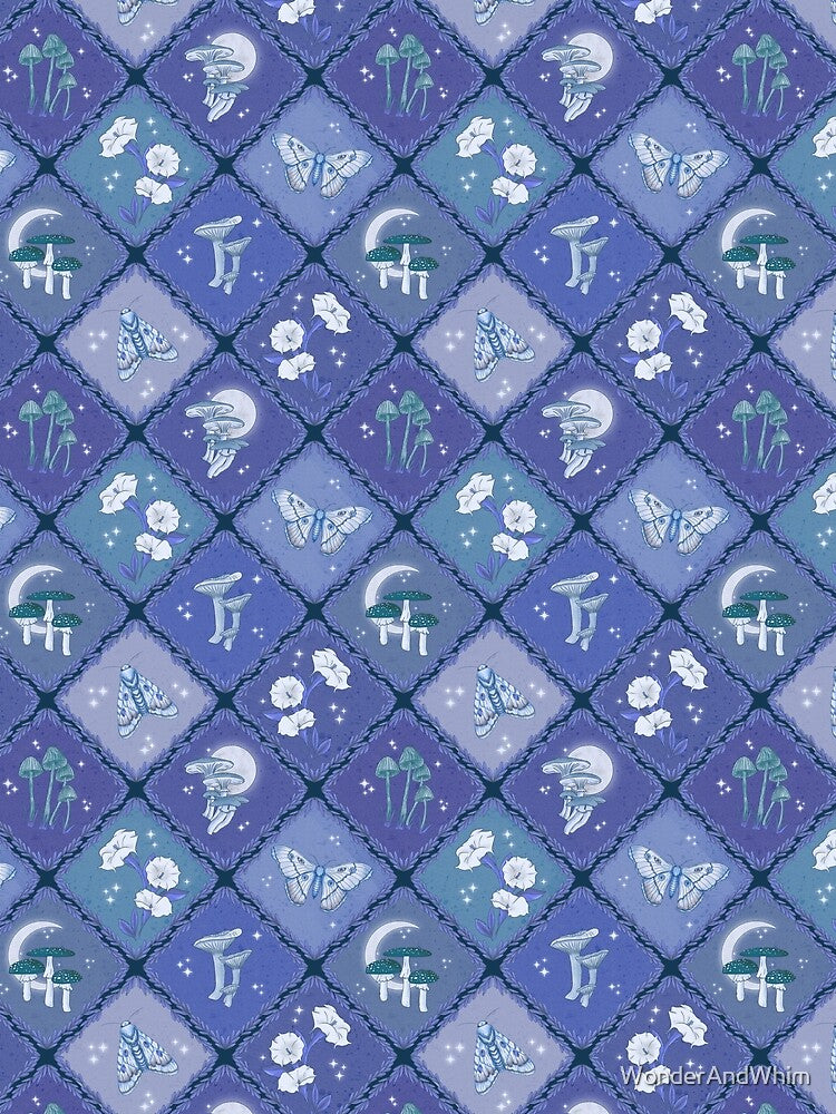 Moonlit Moth Mushroom Whimsigoth Lattice Print by WonderAndWhim