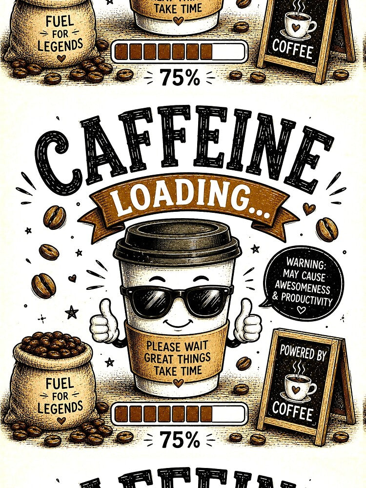 Caffeine Loading | Funny Coffee Lover Vintage Graphic by SlanPOD