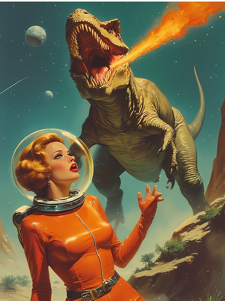 The astronaut woman on the hunt for space dinosaurs by she-devil-shirt