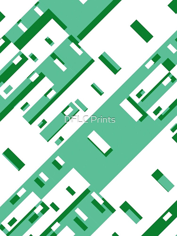 Green and white Geometric Shapes Pattern by DFLC Prints