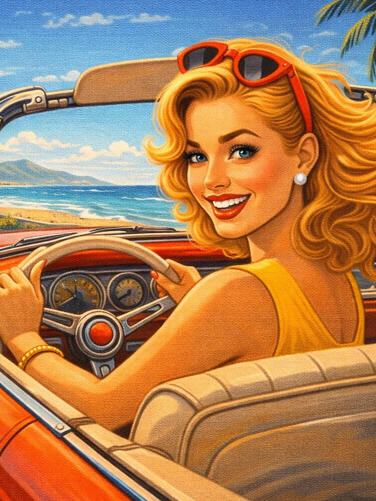 Road Trip Pin-Up Girl Coastal Drive Vintage Summer by Velvet Pin-Ups