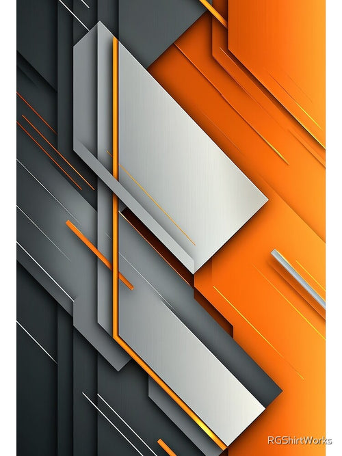 Abstract Geometric Background: Orange, Gray, and Black Intersecting Shapes. by RGShirtWorks