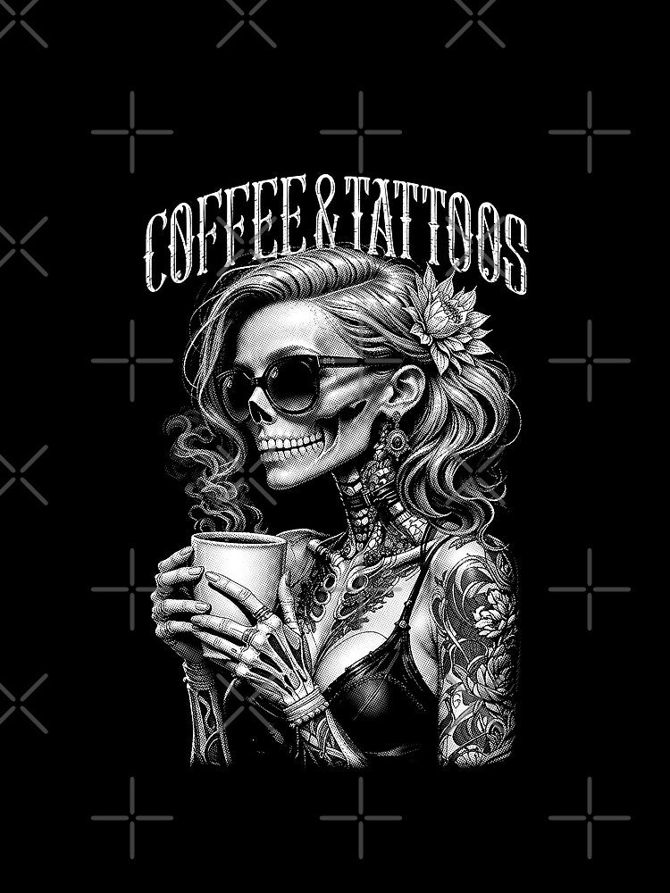 Coffee And Tattoos Gothic Tattooed Skeleton Girl Tattoo Ink by GrandeDuc