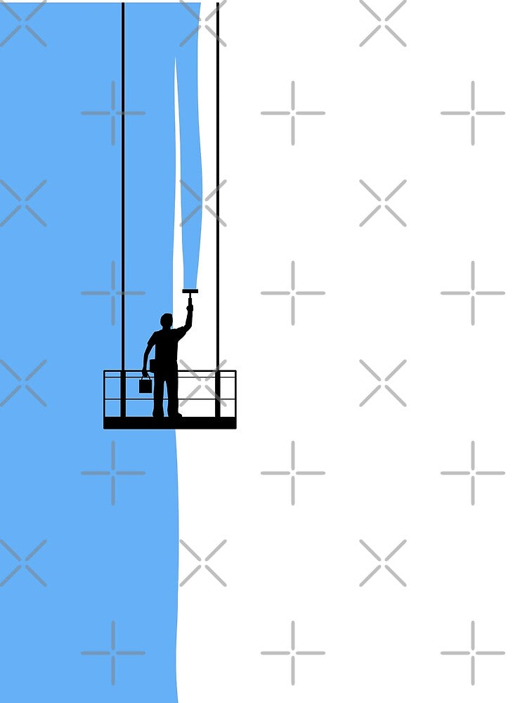 Blue Wall With Main Painter Minimal Design by OneTeeTee