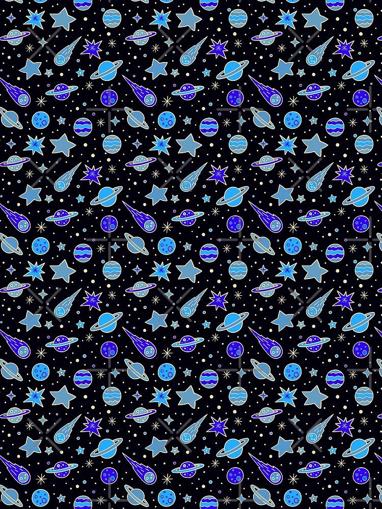 Space, Planets and Stars in Shades of Blue by madtoyman