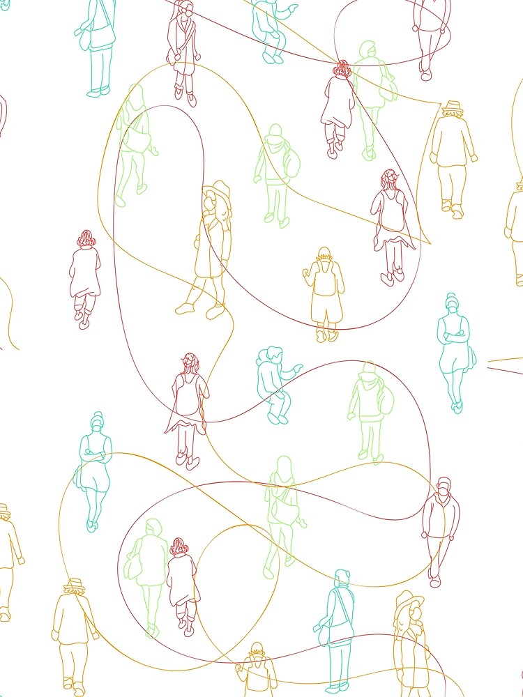 doodle people around the city (white) by joysdart